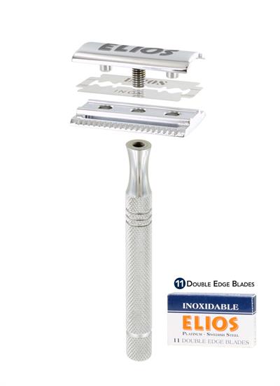 ELIOS RASIERHOBEL SAFETY RAZOR+1x11 KLINGEN ZWEISCHNEI.RASIERKLI