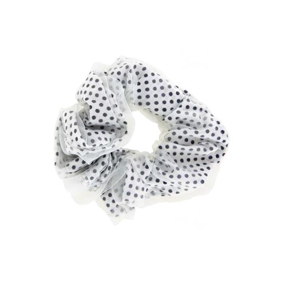 DESSATA ELASTI.CODE SCRUNCHIE VINTAGE POIS BIANCHI